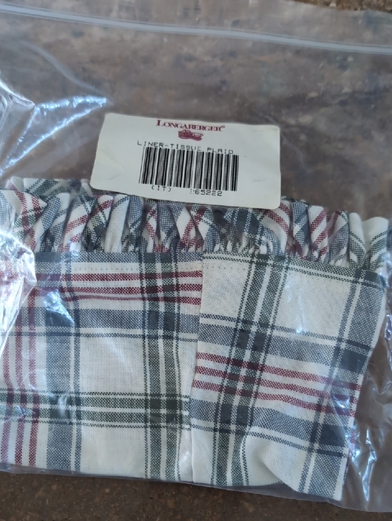 Longaberger Other - Longaberger Tissue Plaid Basket Liner in Red, Green, Cream